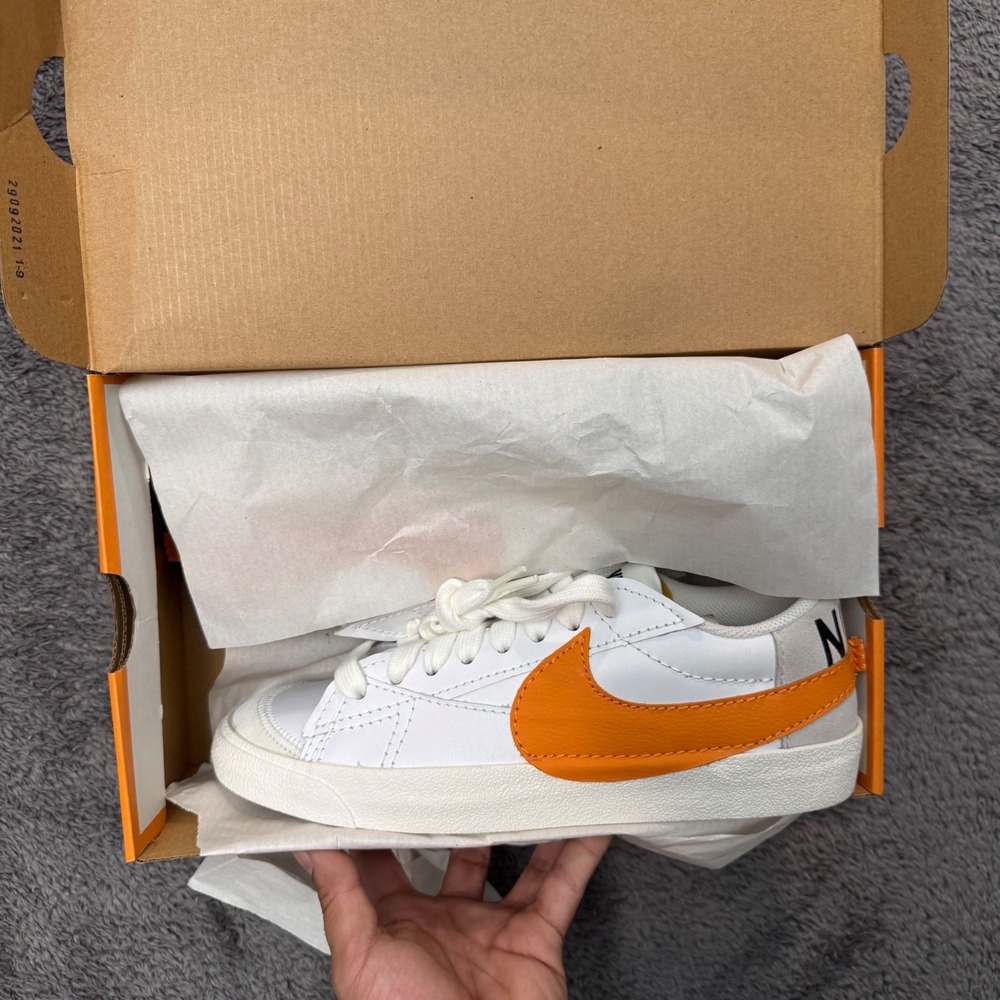 Nike Blazer Low 77 Jumbo White Orange Mens Sneakers DQ1470-101